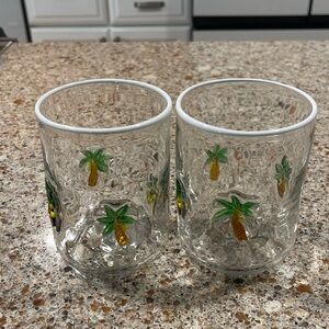 Anthropologie Palm Tree Icon Juice Glasses